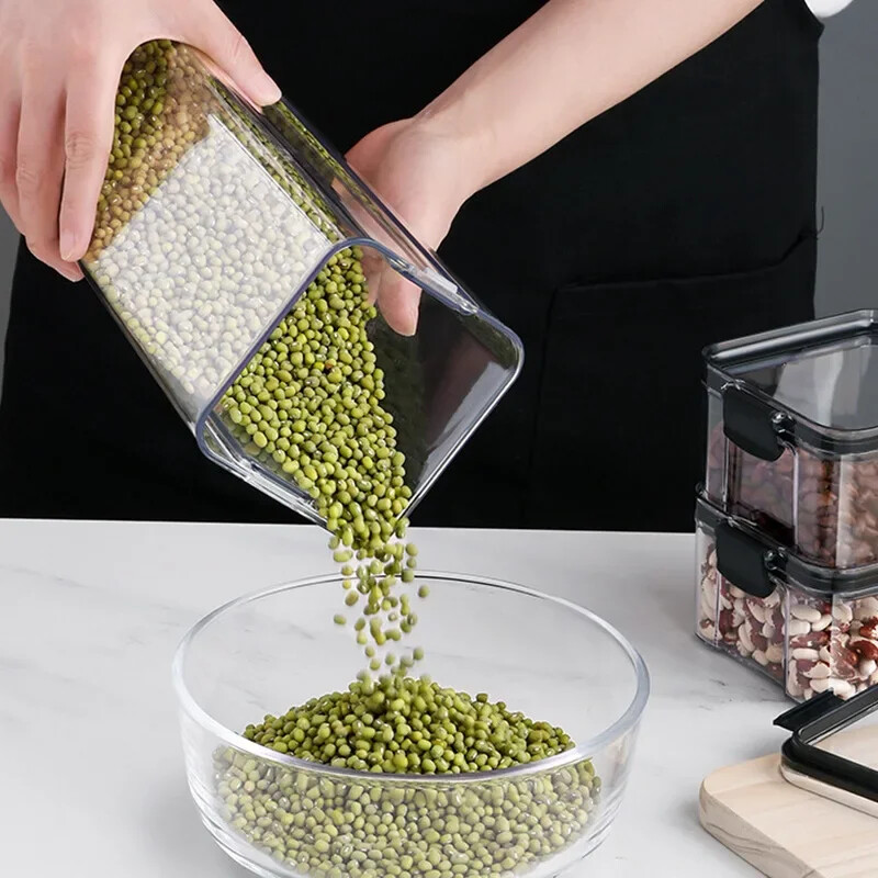 460-1800 ml Kuhinjska zatvorena staklenka, plastična kutija za pohranu hrane, koja se može slagati jedna na drugu, boca spremnika za više žitarica, posuda za pohranu čaja od suhog voća