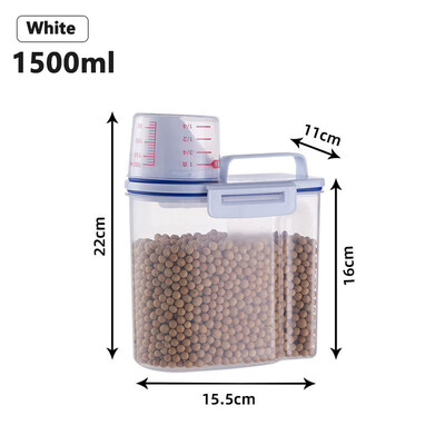 Κουζίνα δοχείο ρυζιού Βάζο 1,5/2KG Κουτί ρυζιού ανθεκτικό στα έντομα με λαβή φλυτζανιού αλεύρι απορρυπαντικό πλυντηρίων ρούχων Σφραγισμένο βάζο αποθήκευσης Κουτί τροφών για κατοικίδια
