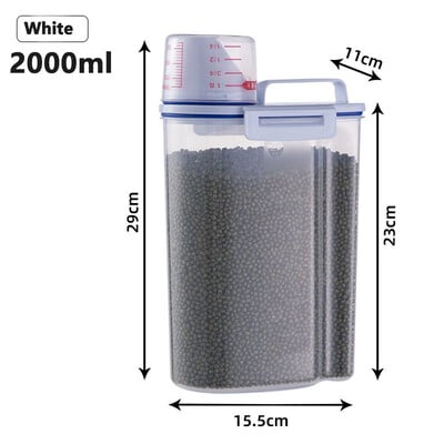 Κουζίνα δοχείο ρυζιού Βάζο 1,5/2KG Κουτί ρυζιού ανθεκτικό στα έντομα με λαβή φλυτζανιού αλεύρι απορρυπαντικό πλυντηρίων ρούχων Σφραγισμένο βάζο αποθήκευσης Κουτί τροφών για κατοικίδια