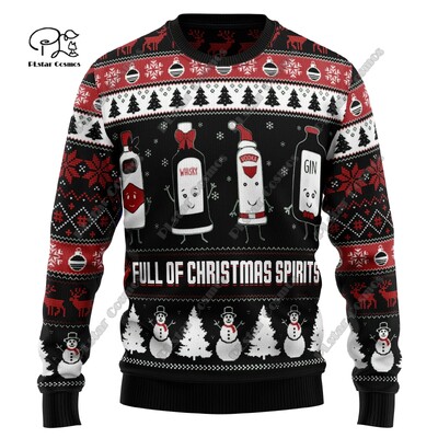 3D ispis Božićno božićno drvce Djed Božićnjak Tetovaža Mačka Životinja Jelen Medvjed Ružni pulover Ležerna uniseks zimska majica M7