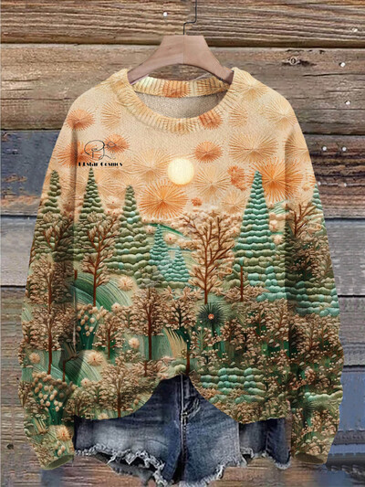 Ziemassvētku Ziemassvētku vecītis kaķis dzīvnieks krāsains tetovējums retro 3Dprint Smieklīgs Ziemassvētku neglīts trikotāžas džemperis Harajuku gadījuma raksturs ar garām piedurknēm X12