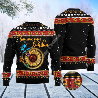 Božićni ružni pleteni džemper Božićni Djed Mraz Životinja Šarena tetovaža Retro Unisex 3DPprint Smiješni Harajuku Ležerni dugi rukavi U