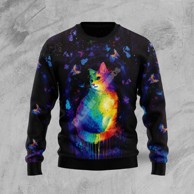 Božićni ružni pleteni džemper Božićni Djed Mraz Životinja Šarena tetovaža Retro Unisex 3DPprint Smiješni Harajuku Ležerni dugi rukavi U