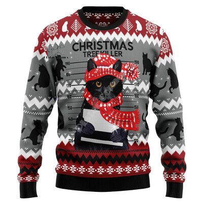 Božićni ružni pleteni džemper Božićni Djed Mraz Životinja Šarena tetovaža Retro Unisex 3DPprint Smiješni Harajuku Ležerni dugi rukavi U