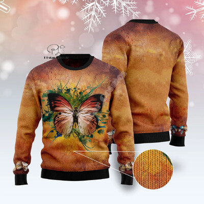 Božićni ružni pleteni džemper Božićni Djed Mraz Životinja Šarena tetovaža Retro Unisex 3DPprint Smiješni Harajuku Ležerni dugi rukavi U