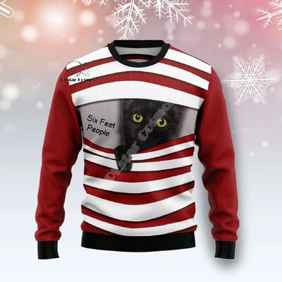 Božićni ružni pleteni džemper Božićni Djed Mraz Životinja Šarena tetovaža Retro Unisex 3DPprint Smiješni Harajuku Ležerni dugi rukavi U