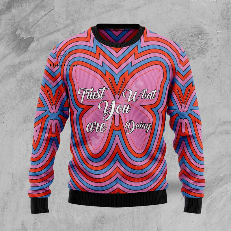 Božićni ružni pleteni džemper Božićni Djed Mraz Životinja Šarena tetovaža Retro Unisex 3DPprint Smiješni Harajuku Ležerni dugi rukavi U