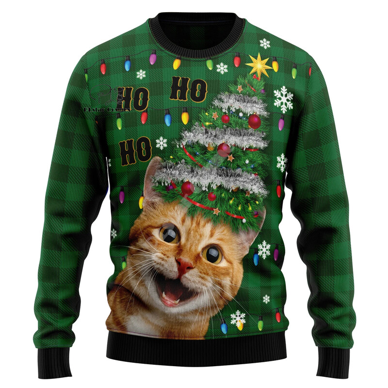 Božićni ružni pleteni džemper Božićni Djed Mraz Životinja Šarena tetovaža Retro Unisex 3DPprint Smiješni Harajuku Ležerni dugi rukavi U