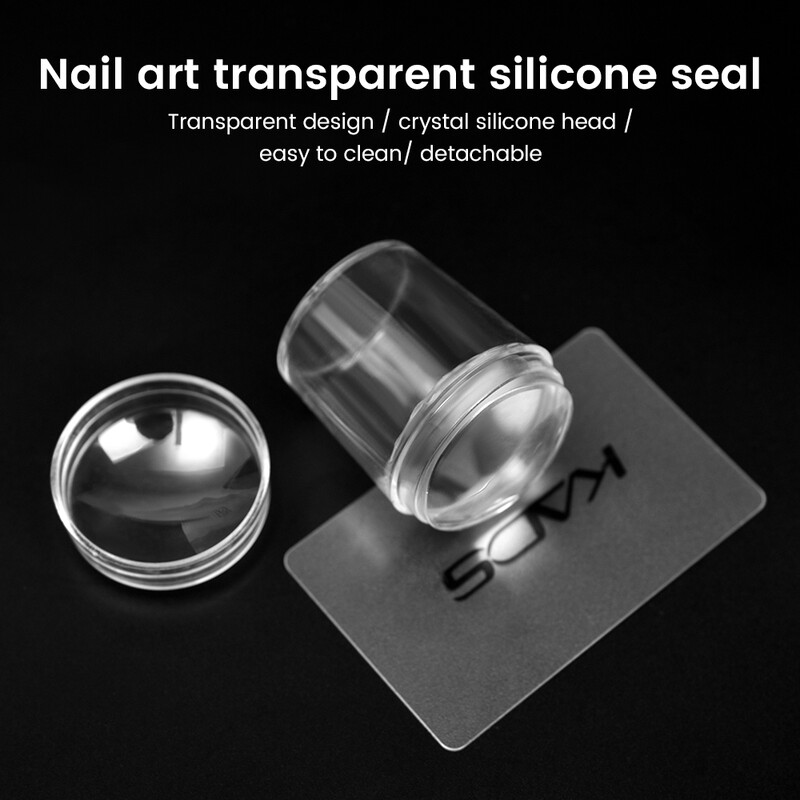 Prozirni pečat za nokte sa strugalicom Jelly pečat Silikonska glava Šablon za prijenos laka Brzi DIY alati za francusku manikuru Nail Art
