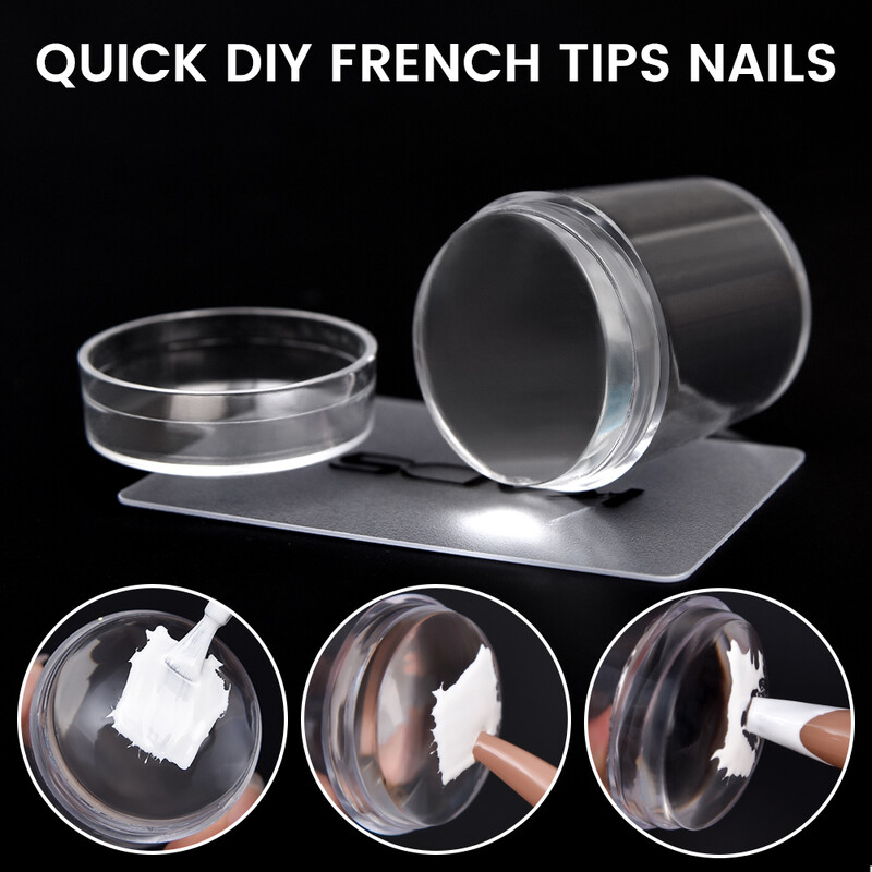 Prozirni pečat za nokte sa strugalicom Jelly pečat Silikonska glava Šablon za prijenos laka Brzi DIY alati za francusku manikuru Nail Art