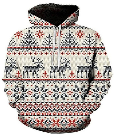 2023. aasta jõulud meeste kapuutsiga kampsun 3D-printeriga pikkade varrukatega sviiter Sügistalv Pidulikud kapuutsid Suuremõõdulised meeste kampsunile