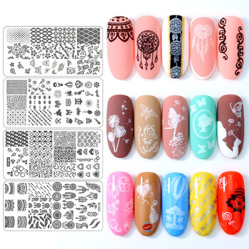 Arte Clavo Nail Stamping Leaves Flower Design Geometry Pattern Nail Art DIY Template Tools for Maincure Printing Stencil