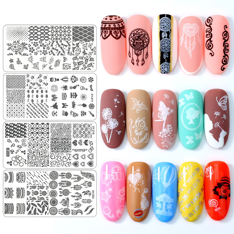 Arte Clavo Nail Stamping Leaves Flower Design Geometry Cartoon Pattern Nail Art DIY Template Tools For Maincure Printing Stencil