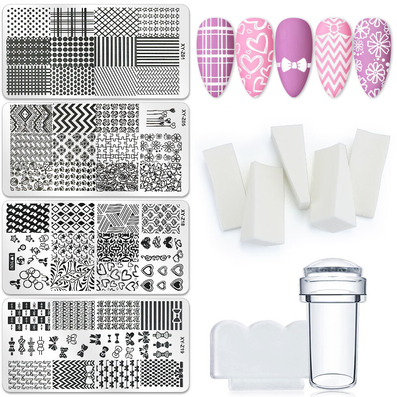 Arte Clavo Nail Stamping Leaves Flower Design Geometry Cartoon Pattern Nail Art DIY Template Tools For Maincure Printing Stencil