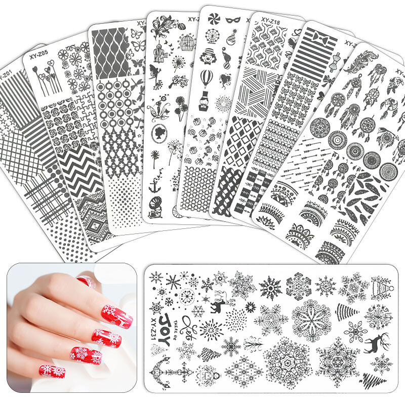Arte Clavo Nail Stamping Leaves Flower Design Geometry Cartoon Pattern Nail Art DIY Template Tools For Maincure Printing Stencil