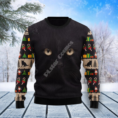 Božićni ružni pleteni džemper Božićni Djed Mraz Životinja Šarena tetovaža Retro Unisex 3Dprint Smiješni Harajuku Ležerni dugi rukavi O