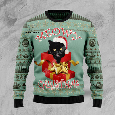 Božićni ružni pleteni džemper Božićni Djed Mraz Životinja Šarena tetovaža Retro Unisex 3Dprint Smiješni Harajuku Ležerni dugi rukavi O