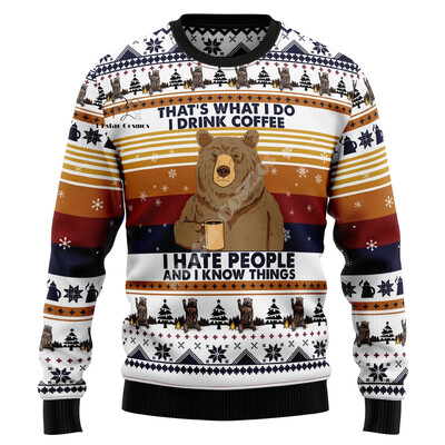 Božićni ružni pleteni džemper Božićni Djed Mraz Životinja Šarena tetovaža Retro Unisex 3Dprint Smiješni Harajuku Ležerni dugi rukavi O