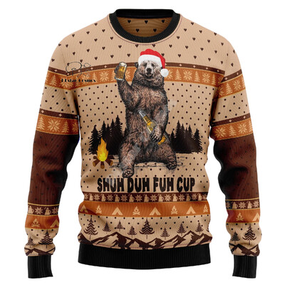 Božićni ružni pleteni džemper Božićni Djed Mraz Životinja Šarena tetovaža Retro Unisex 3Dprint Smiješni Harajuku Ležerni dugi rukavi O