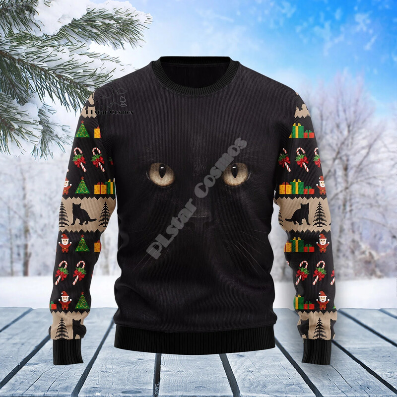 Božićni ružni pleteni džemper Božićni Djed Mraz Životinja Šarena tetovaža Retro Unisex 3Dprint Smiješni Harajuku Ležerni dugi rukavi O