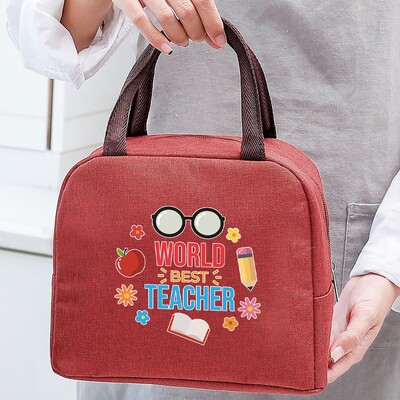 Izolirana torba za ručak za žene Prijenosni hladnjak Tote Hangbag Spremnik za piknik Termalno skladištenje hrane Lunchbox Teacher Series
