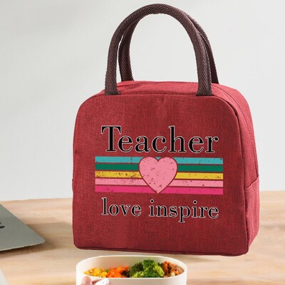 Izolirana torba za ručak za žene Prijenosni hladnjak Tote Hangbag Spremnik za piknik Termalno skladištenje hrane Lunchbox Teacher Series