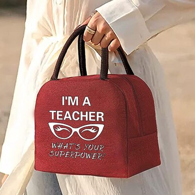 Izolirana torba za ručak za žene Prijenosni hladnjak Tote Hangbag Spremnik za piknik Termalno skladištenje hrane Lunchbox Teacher Series