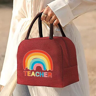 Izolirana torba za ručak za žene Prijenosni hladnjak Tote Hangbag Spremnik za piknik Termalno skladištenje hrane Lunchbox Teacher Series