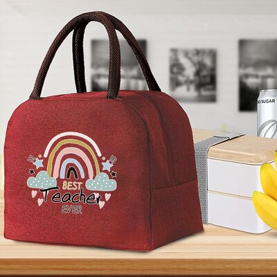 Izolirana torba za ručak za žene Prijenosni hladnjak Tote Hangbag Spremnik za piknik Termalno skladištenje hrane Lunchbox Teacher Series