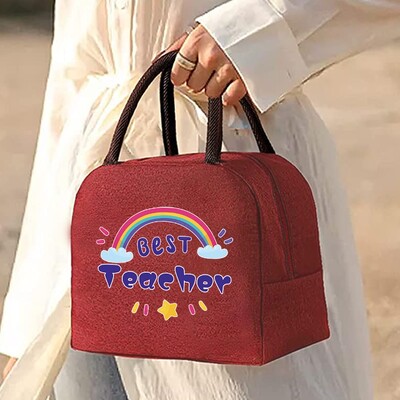 Izolirana torba za ručak za žene Prijenosni hladnjak Tote Hangbag Spremnik za piknik Termalno skladištenje hrane Lunchbox Teacher Series