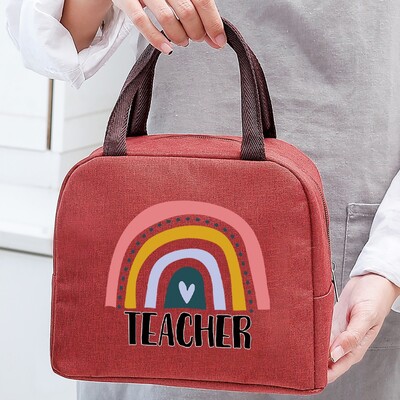 Izolirana torba za ručak za žene Prijenosni hladnjak Tote Hangbag Spremnik za piknik Termalno skladištenje hrane Lunchbox Teacher Series