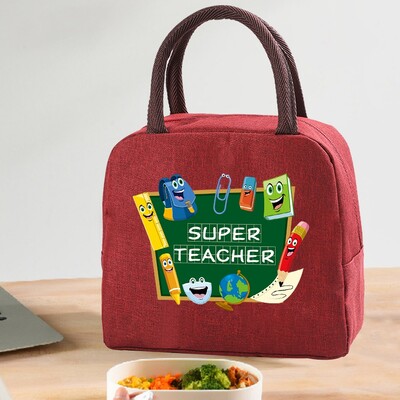 Izolirana torba za ručak za žene Prijenosni hladnjak Tote Hangbag Spremnik za piknik Termalno skladištenje hrane Lunchbox Teacher Series