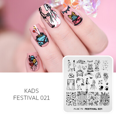 KADS Nail Art Ploče za utiskivanje slika Ploča za ispis Cvijeće Moda Priroda Lišće Geometrija Nokti Pečat Predložak Šablon za manikuru