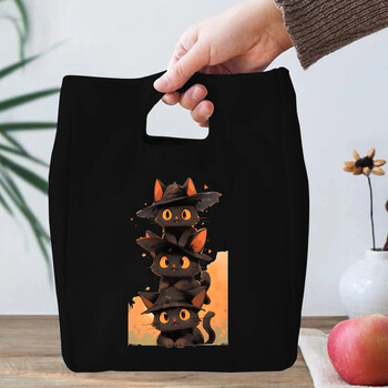 Αστεία Anime Cat Series Lunch Bag για γυναίκες Καμβάς θερμοψύκτης με μονωμένο κουτί γεύματος Θήκη Κινούμενα σχέδια Γατάκι Σχολείο Παιδικές τσάντες γεύματος