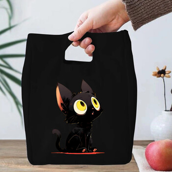 Αστεία Anime Cat Series Lunch Bag για γυναίκες Καμβάς θερμοψύκτης με μονωμένο κουτί γεύματος Θήκη Κινούμενα σχέδια Γατάκι Σχολείο Παιδικές τσάντες γεύματος