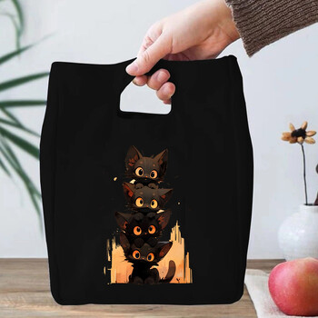 Αστεία Anime Cat Series Lunch Bag για γυναίκες Καμβάς θερμοψύκτης με μονωμένο κουτί γεύματος Θήκη Κινούμενα σχέδια Γατάκι Σχολείο Παιδικές τσάντες γεύματος