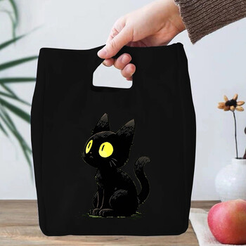 Αστεία Anime Cat Series Lunch Bag για γυναίκες Καμβάς θερμοψύκτης με μονωμένο κουτί γεύματος Θήκη Κινούμενα σχέδια Γατάκι Σχολείο Παιδικές τσάντες γεύματος