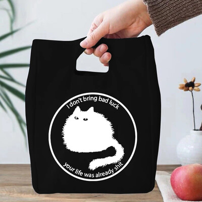 Smiješne anime mačje serije Torba za ručak za žene Platnena torbica za ručak s toplinskom hladnjačom, torbica za ručak s crtanim mačićima Školske torbe za ručak