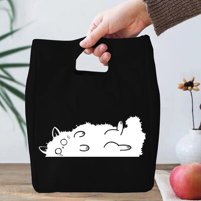 Smiješne anime mačje serije Torba za ručak za žene Platnena torbica za ručak s toplinskom hladnjačom, torbica za ručak s crtanim mačićima Školske torbe za ručak