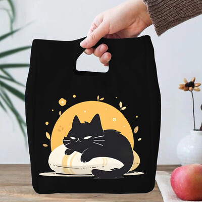 Smiješne anime mačje serije Torba za ručak za žene Platnena torbica za ručak s toplinskom hladnjačom, torbica za ručak s crtanim mačićima Školske torbe za ručak