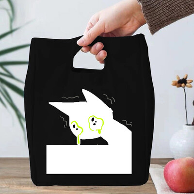 Smiješne anime mačje serije Torba za ručak za žene Platnena torbica za ručak s toplinskom hladnjačom, torbica za ručak s crtanim mačićima Školske torbe za ručak