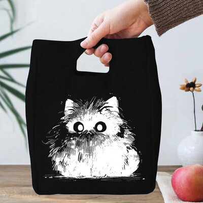 Smiješne anime mačje serije Torba za ručak za žene Platnena torbica za ručak s toplinskom hladnjačom, torbica za ručak s crtanim mačićima Školske torbe za ručak