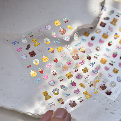 1kom Chibi lik Susuwatari Eggette slatke anime crtane naljepnice za nokte Kawii Nail Art Weeb crtani reljef samoljepljiva naljepnica