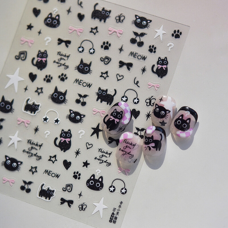 1kom Chibi lik Susuwatari Eggette slatke anime crtane naljepnice za nokte Kawii Nail Art Weeb crtani reljef samoljepljiva naljepnica