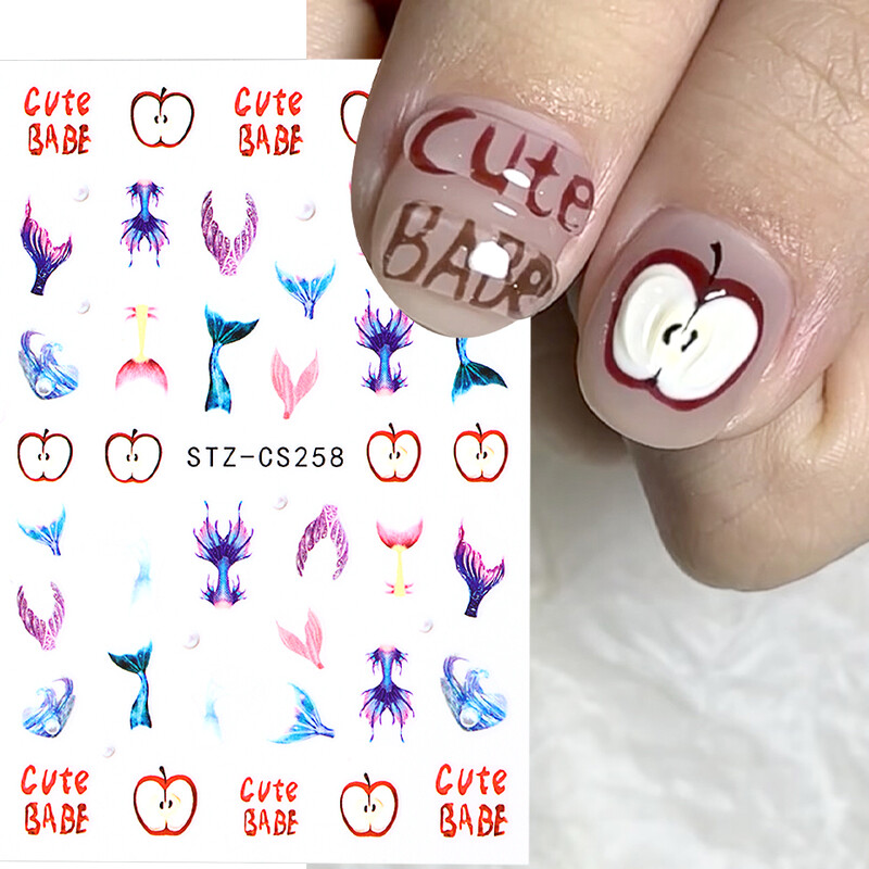 Naljepnice za nokte Ljetni dizajn Klizači Sirena školjka Valovi Dekoracija Umjetničke naljepnice Ljepljivi dijelovi za manikuru DIY pribor Alat