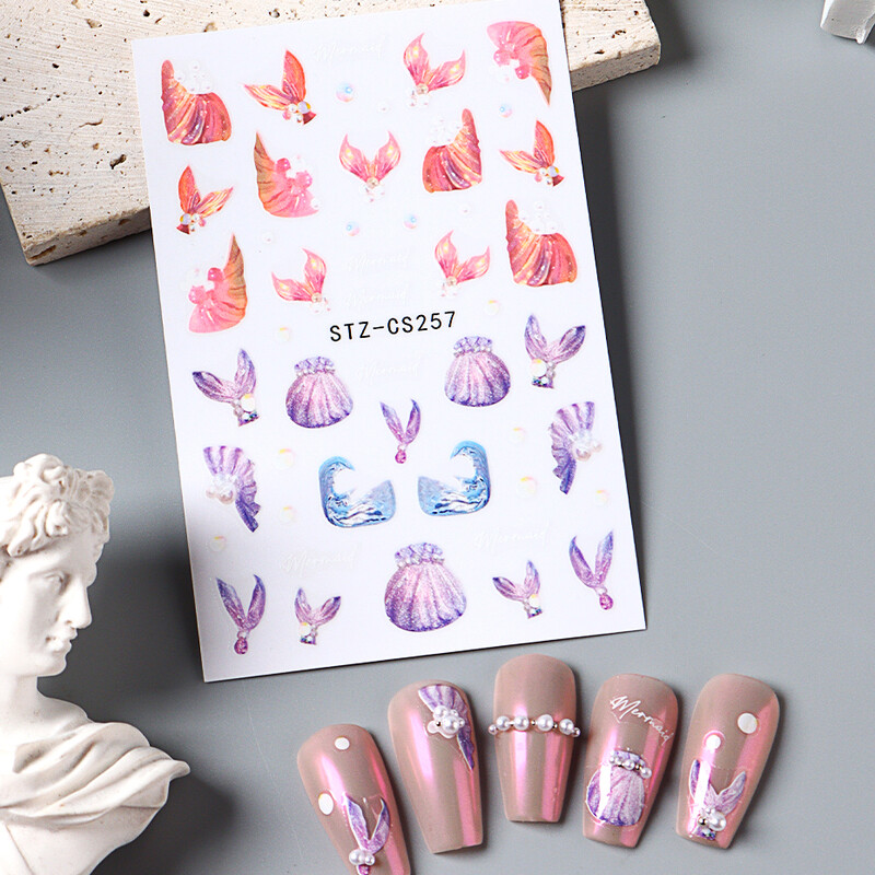 Naljepnice za nokte Ljetni dizajn Klizači Sirena školjka Valovi Dekoracija Umjetničke naljepnice Ljepljivi dijelovi za manikuru DIY pribor Alat