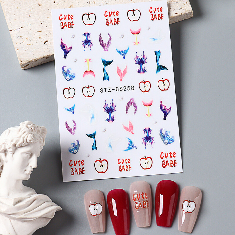 Naljepnice za nokte Ljetni dizajn Klizači Sirena školjka Valovi Dekoracija Umjetničke naljepnice Ljepljivi dijelovi za manikuru DIY pribor Alat