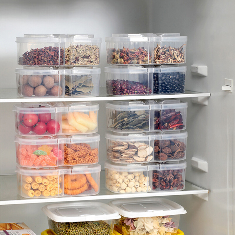 Šaldytuvas Atskiri maisto laikymo indai su dangteliu Šviežios dėžutės organizatorius Daržovių konteineriai virtuvei