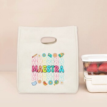 Spanish Maestra Print Functional Cooler Lunch Box Θερμική τσάντα για πικ-νικ Δώρο για γυναίκες Παιδική φορητή μονωμένη τσάντα Bento