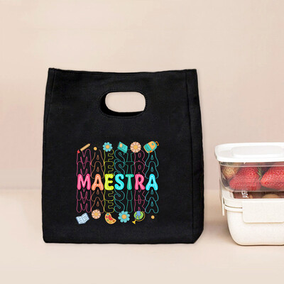 Spanish Maestra Print Functional Cooler Lunch Box Θερμική τσάντα για πικ-νικ Δώρο για γυναίκες Παιδική φορητή μονωμένη τσάντα Bento